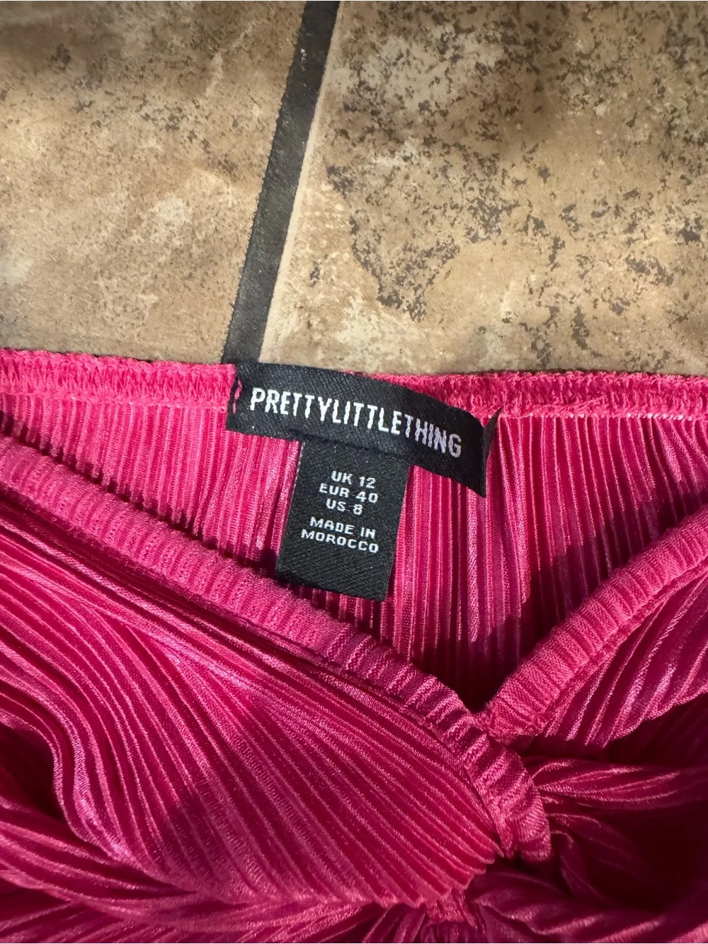 PrettyLittleThing Hot Pink Pleated Strapless Dress